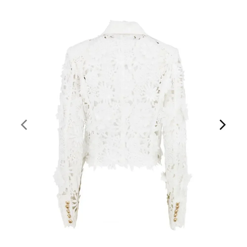 Generation Love Oliver 3D Lace Cropped Jacket White size XS